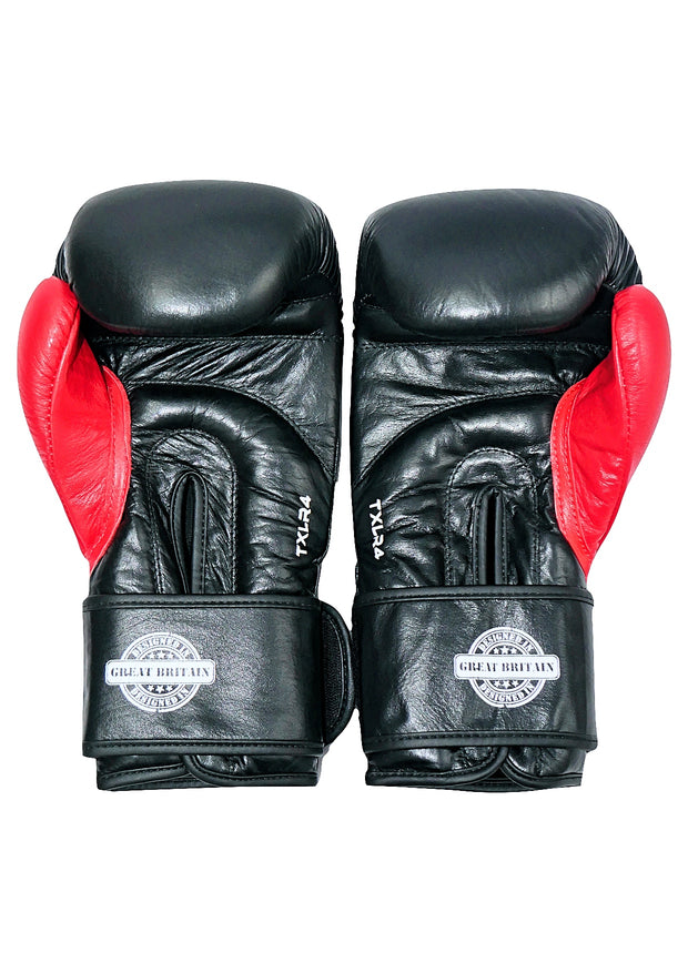 APEX Premium Leather Boxing Gloves - Black/Red