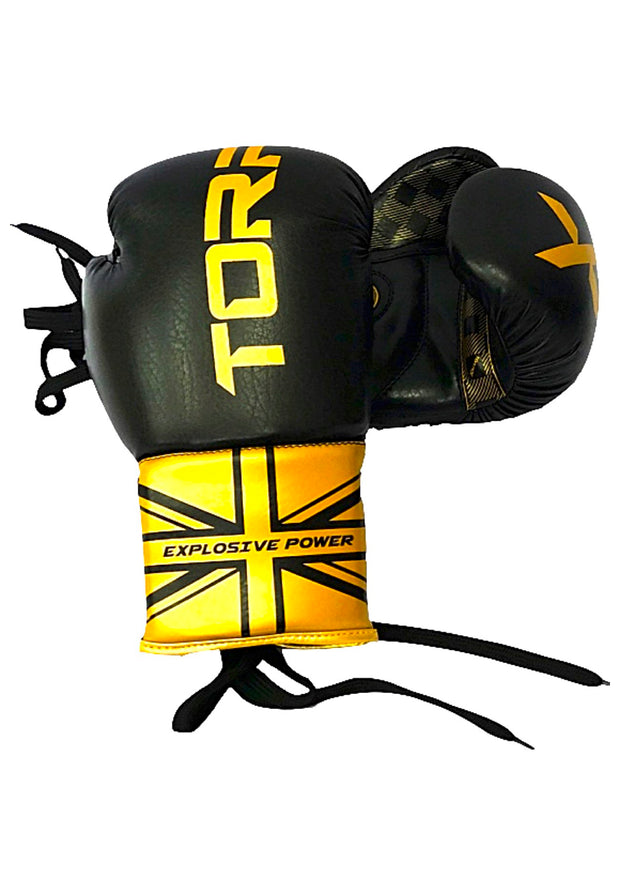 SignatureGold Laced Boxing Gloves - Black