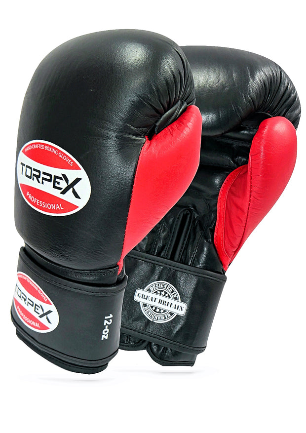 APEX Premium Leather Boxing Gloves - Black/Red