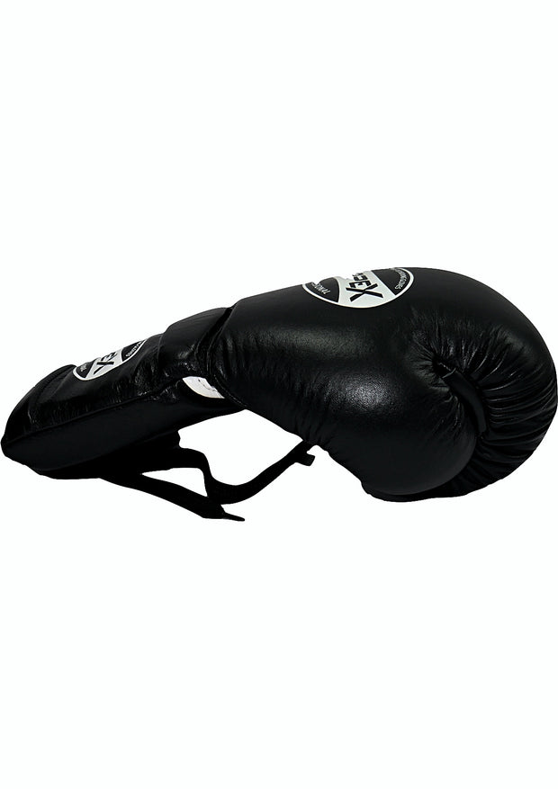 APEX Premium Leather Laced Boxing Gloves - Black